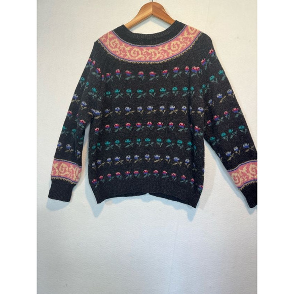 Vtg Robert Scott Ltd 100% Wool Cardigan Sweater Floral Women Sz 36 MED Button Up - Picture 6 of 13